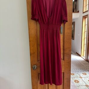 Lulu's Red Pleated Sundress with Flutter Sleeves